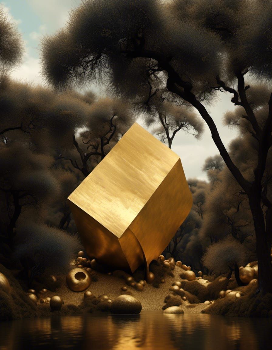 Golden Abstract Blending: A Detailed Matte Painting