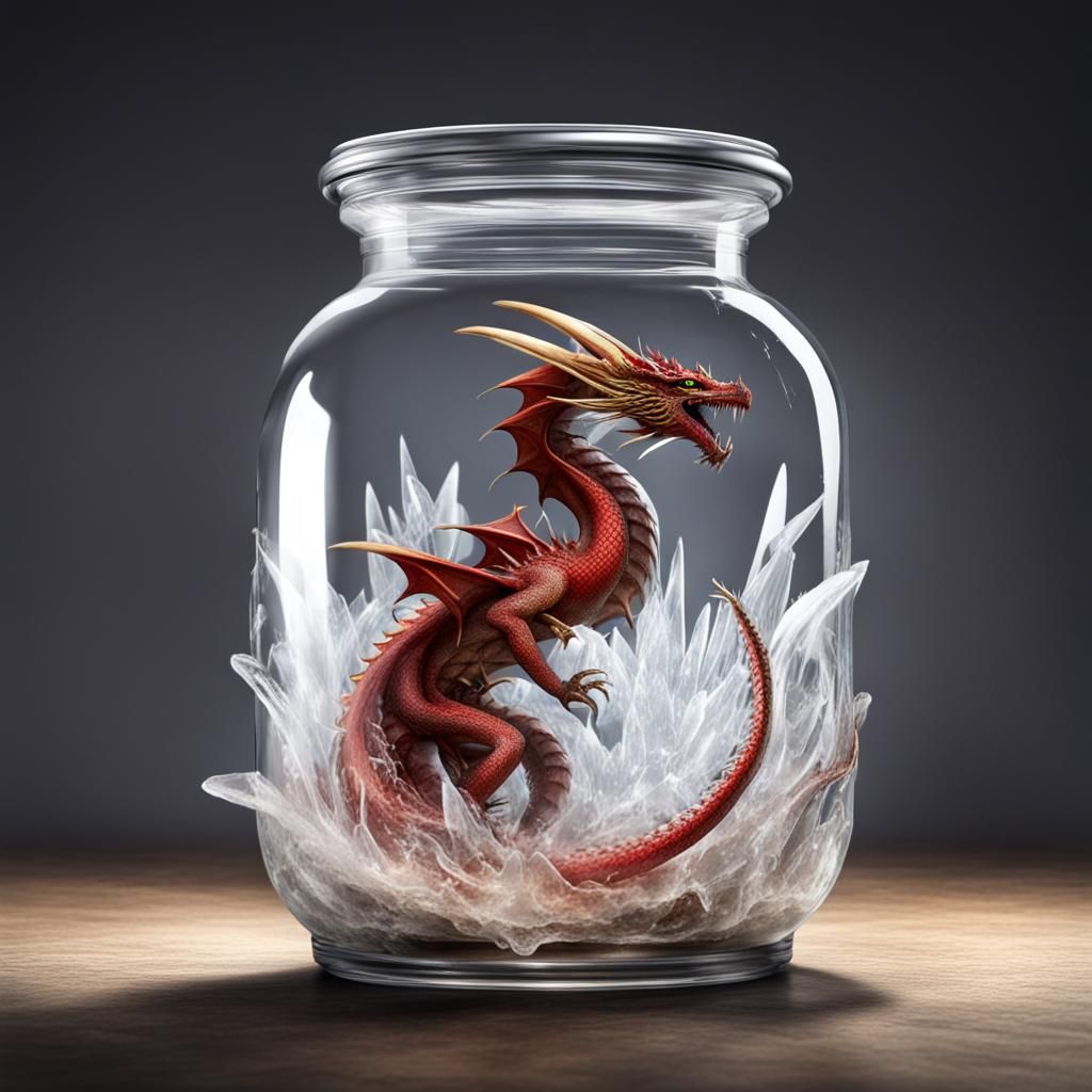 A dragon trapped into crystals