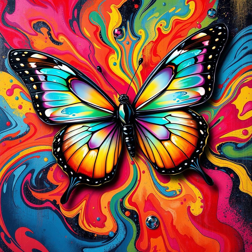 Art Deco Butterfly in Kaleidoscope of Colors