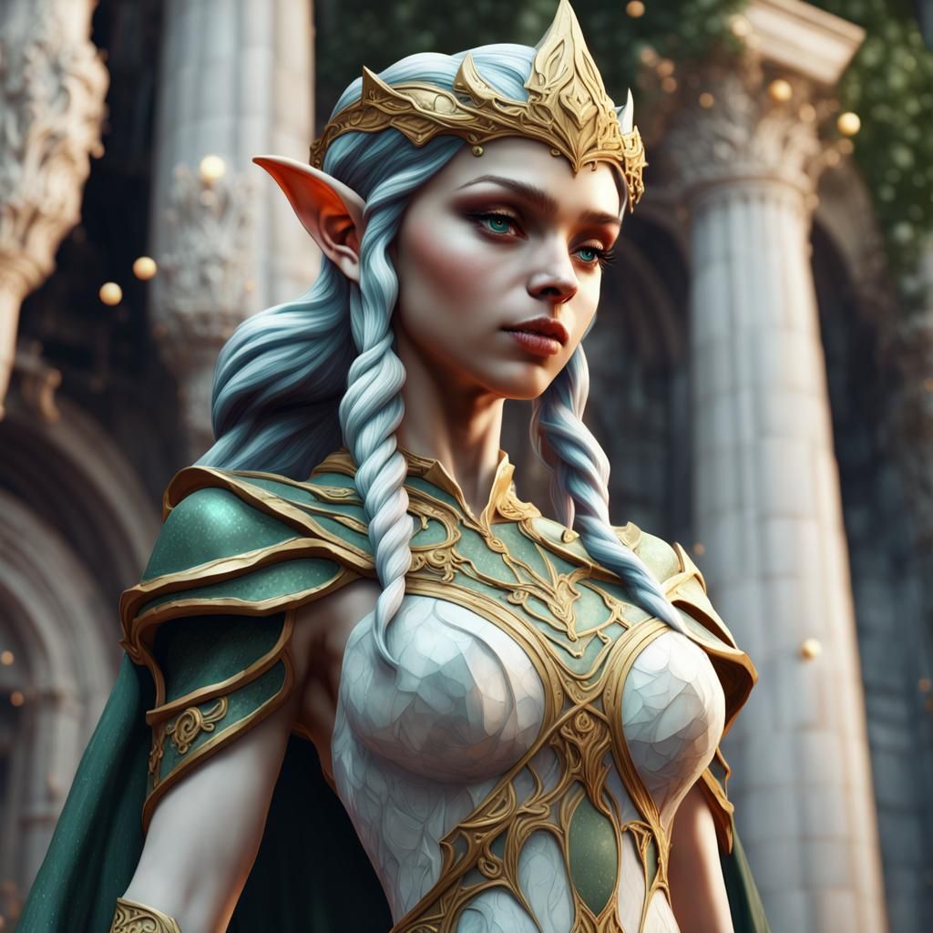 Marble Statue of a Beautiful Elf Girl