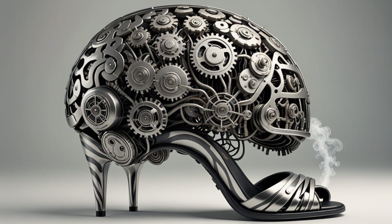 Steam-Powered Brain Adorns Elegant Zebra Heels in Photoreali...