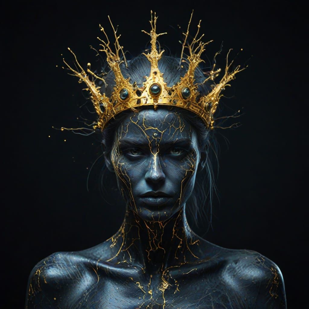 Biohazardpunk Queen Portrait with Dendritic Crown