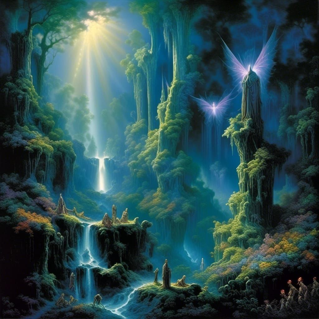 Ethereal Fantasy in the Faery Realm, with Winged Fairy Creat...