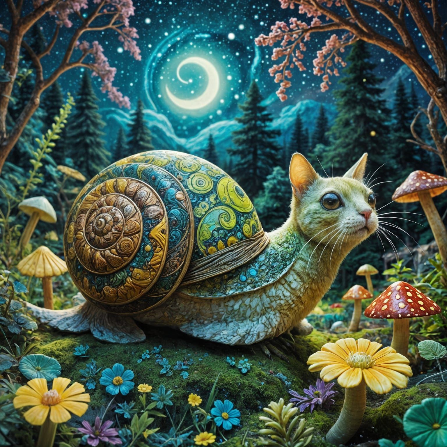 Magical Mixed Media Painting of Lime Green and Yellow Paisle...