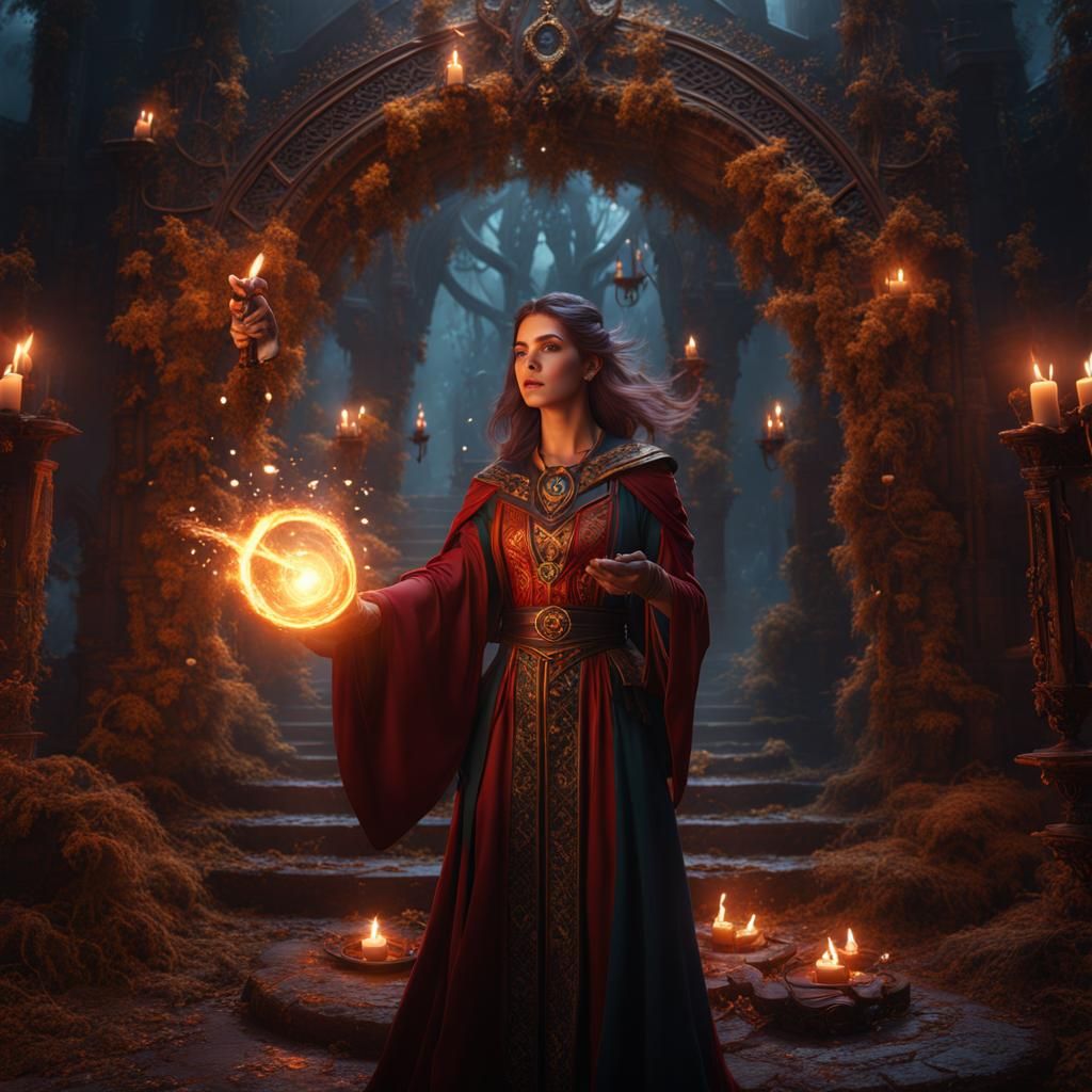Woman casting spell