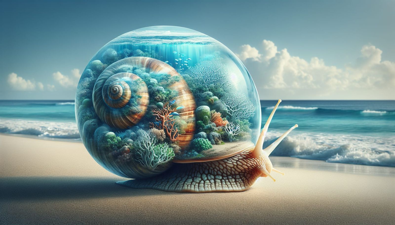 Transparent Snail Shell Reveals Undersea World