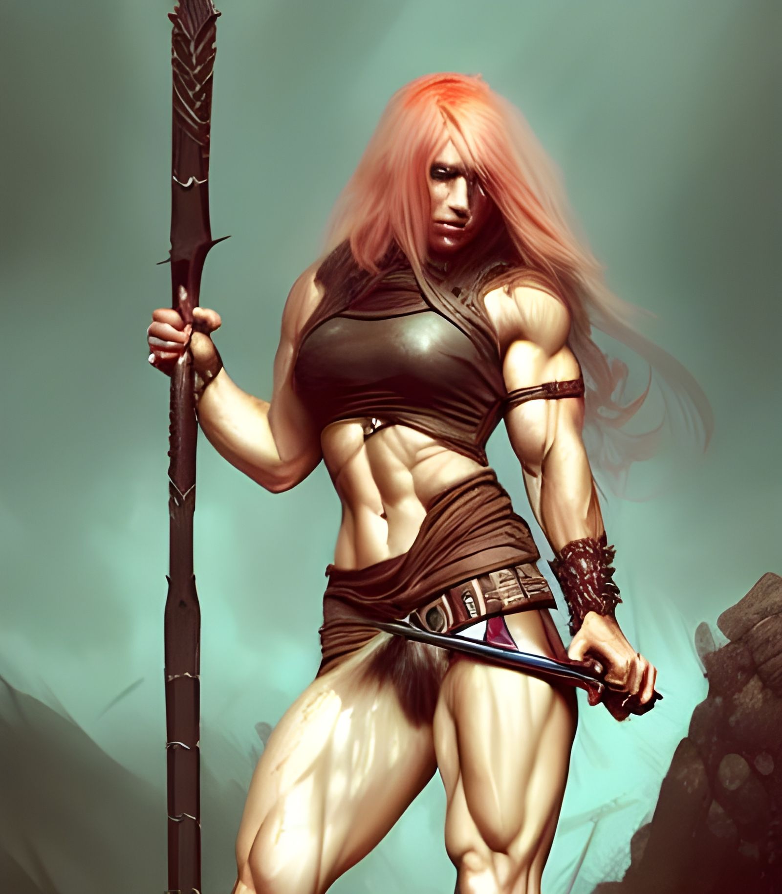 Fantasy Barbarian Druidess Concept Art in 8K