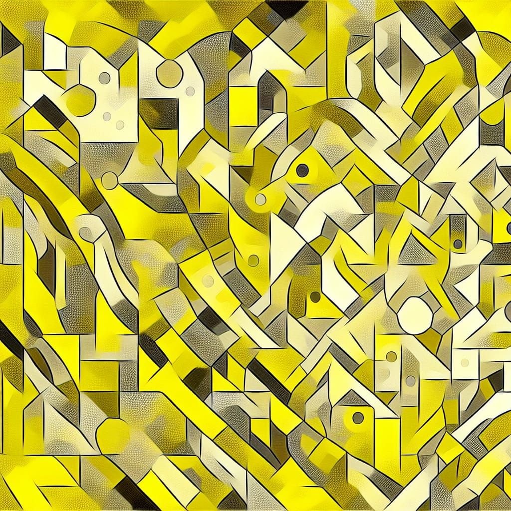 Monochrome Geometric Abstract in Cubist Art-Deco Style