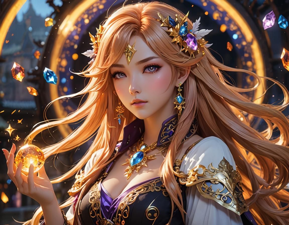 Fantasy Spellcaster in Anime Style