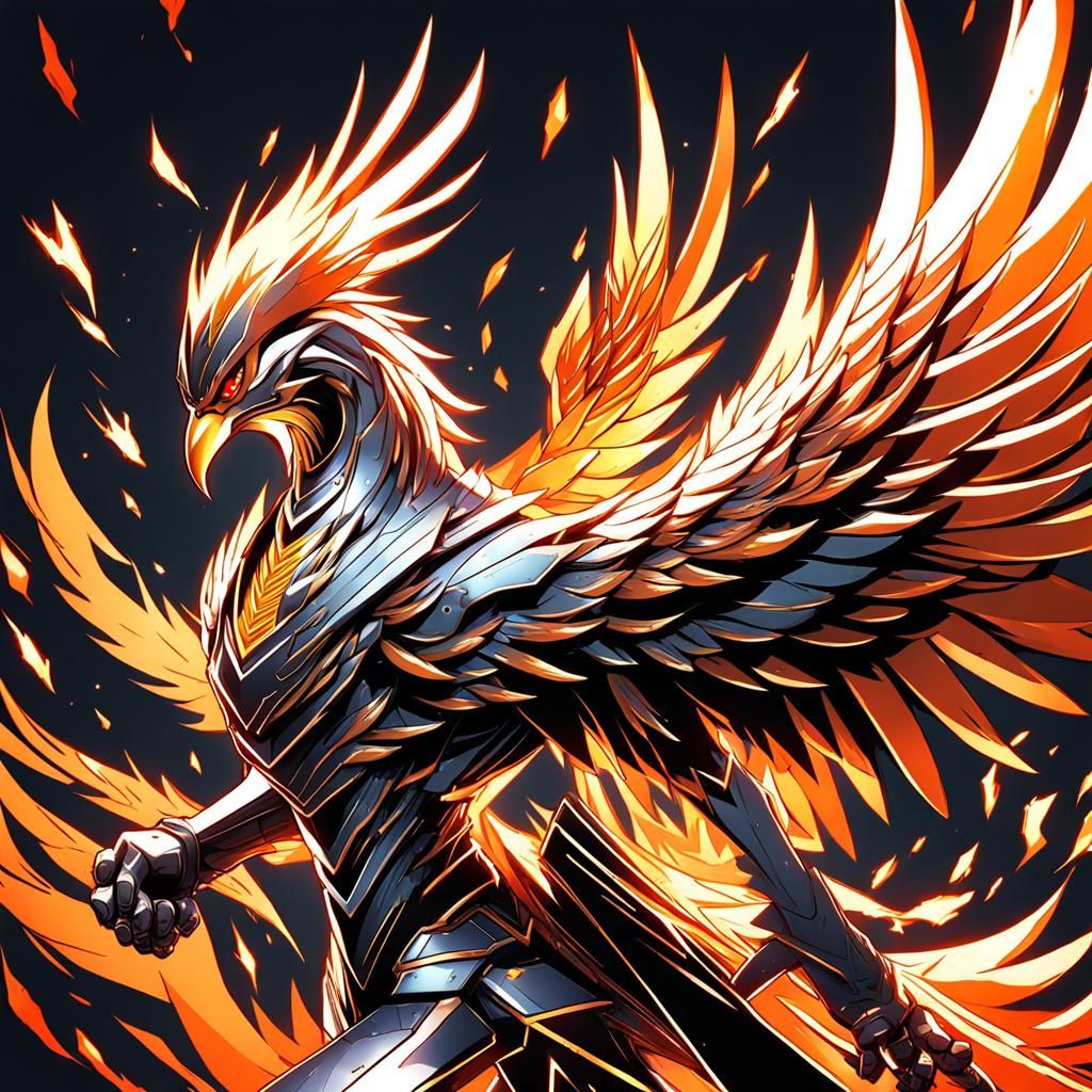 Metal Phoenix Boy in Anime Style