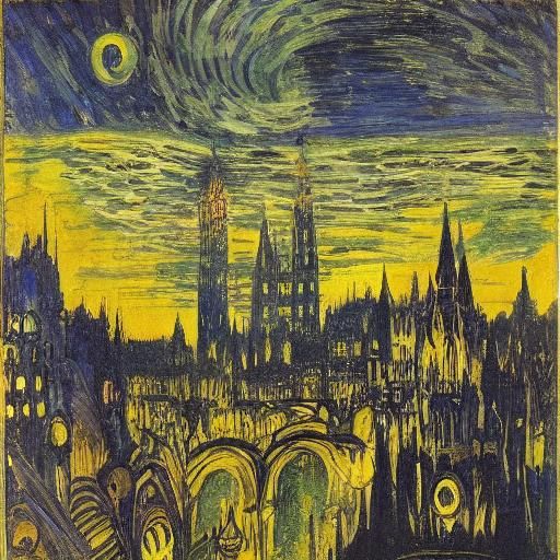Vampire Soul in Dark Cityscape, Early 20th-Century Style