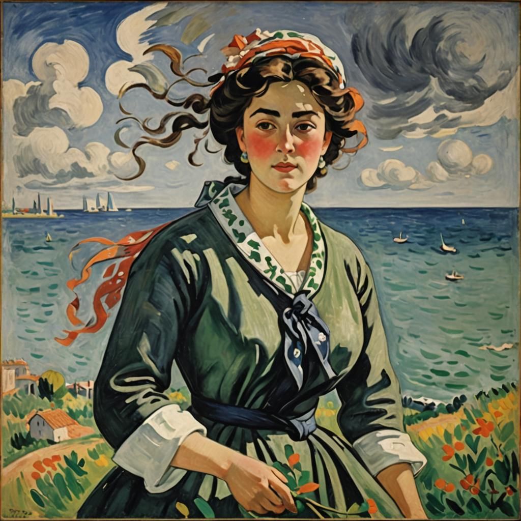 Colorful Windy Day Painting in Fauvist Style