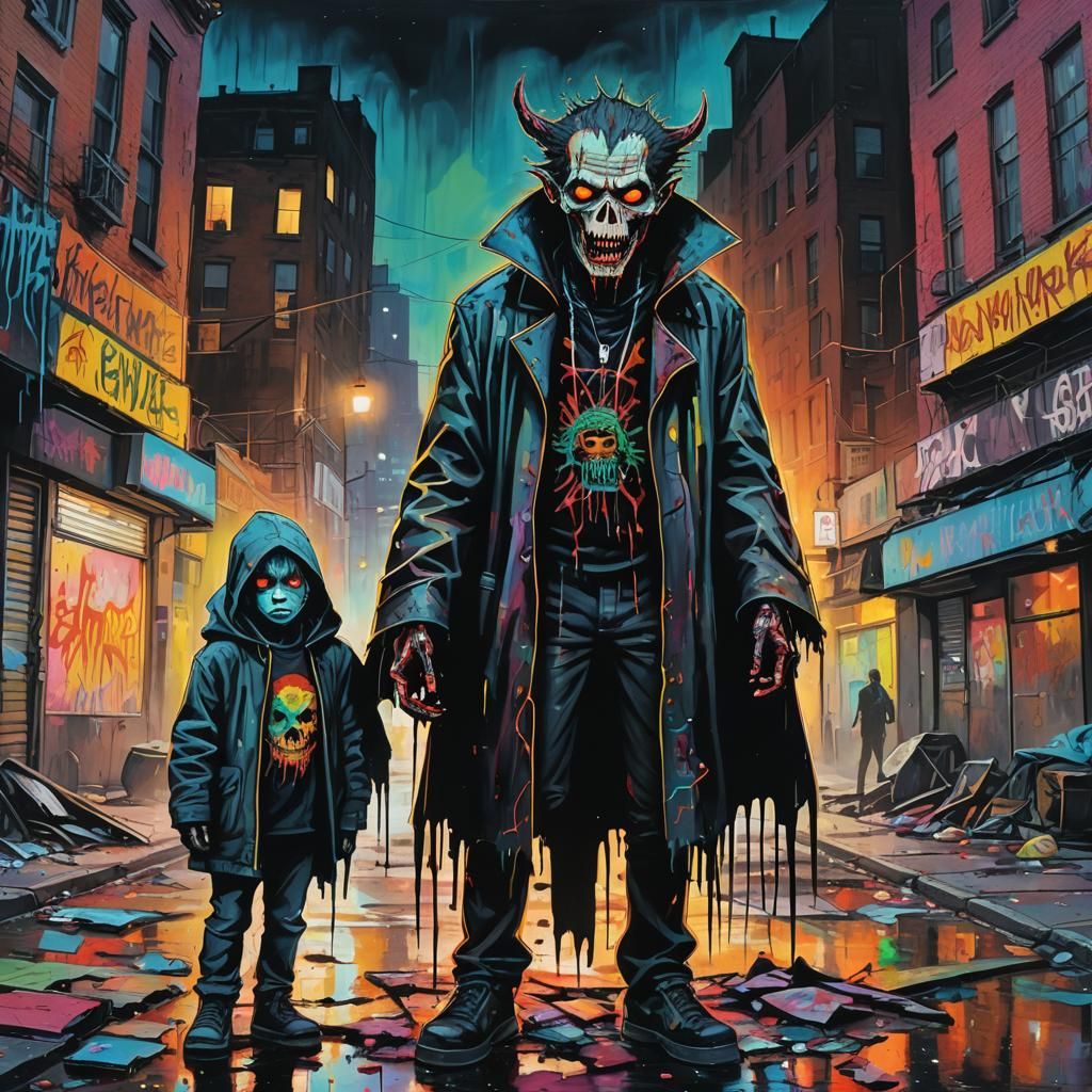 Vampire Guardian: Street Art in Basquiat Style