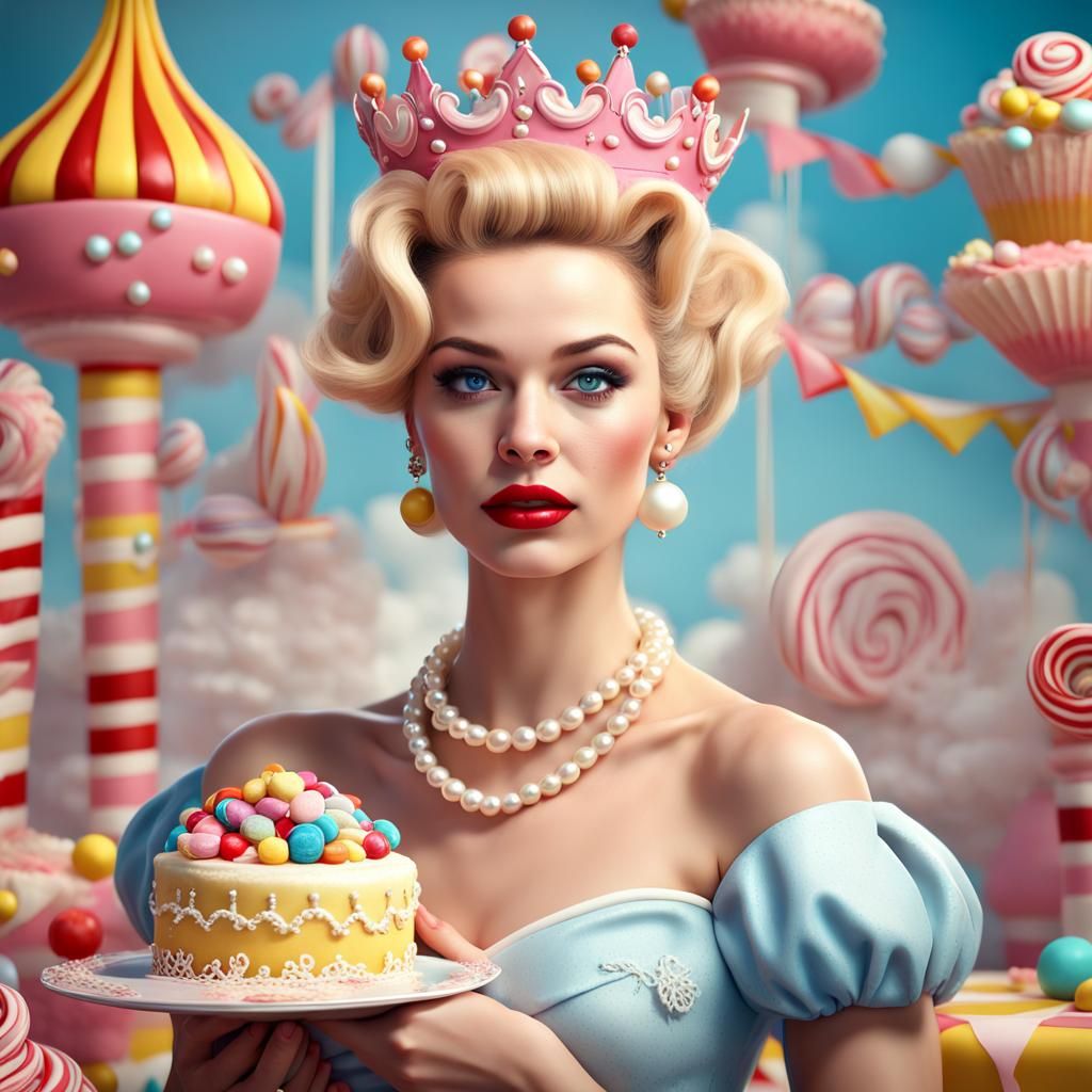 Blonde in Candy Land Dress: Fantasy Concept Art