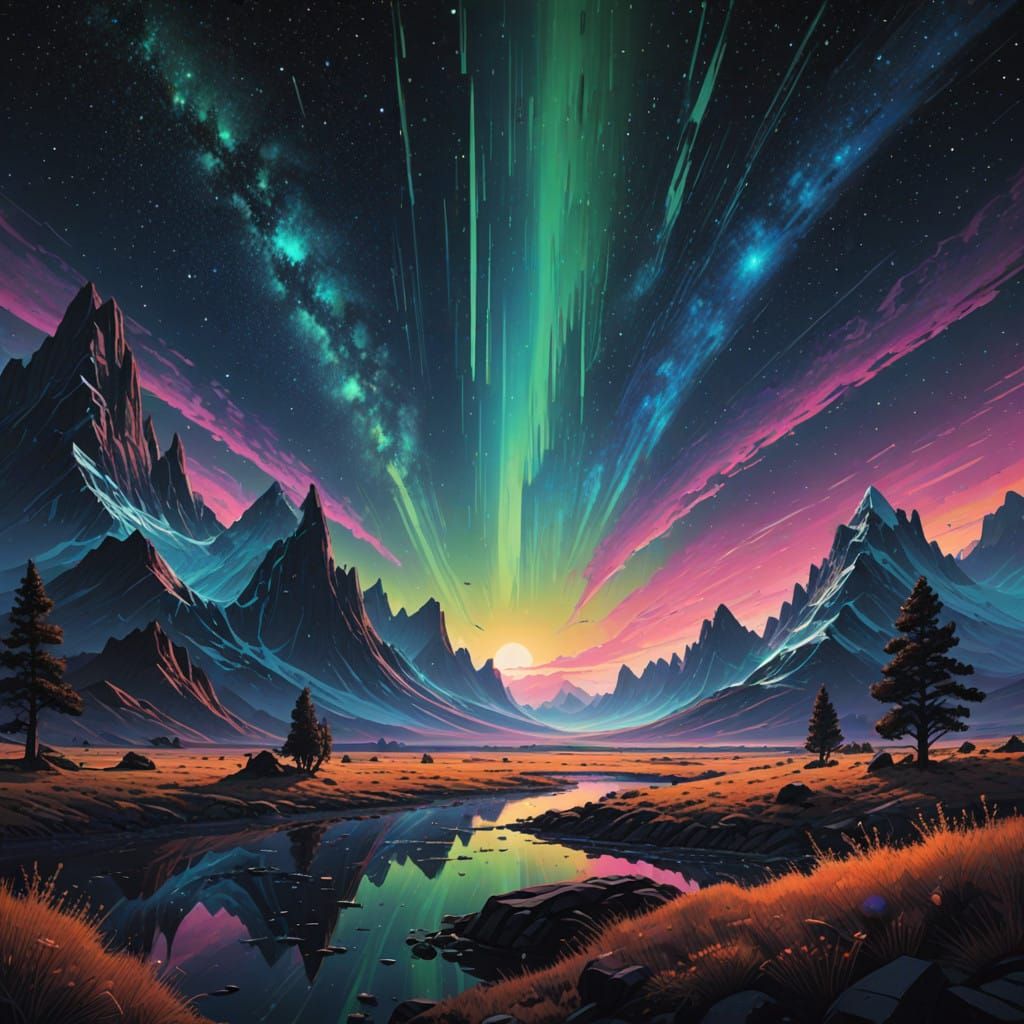 Glowing Intergalactic Gateway in Vibrant Cosmic Hues