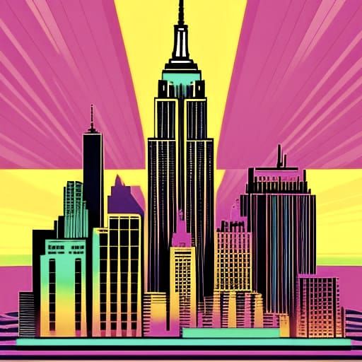 Empire State Building in Geometric Pop Art Style