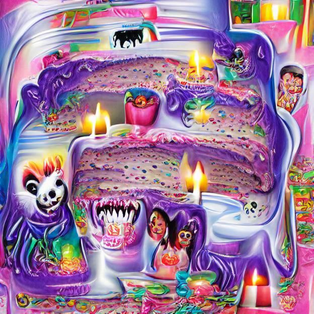 Nightmare Birthday Cake in Lisa Frank Style