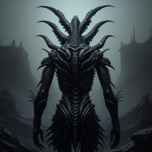 Ethereal Xenomorph Emerges with Dark, Iridescent Plumage