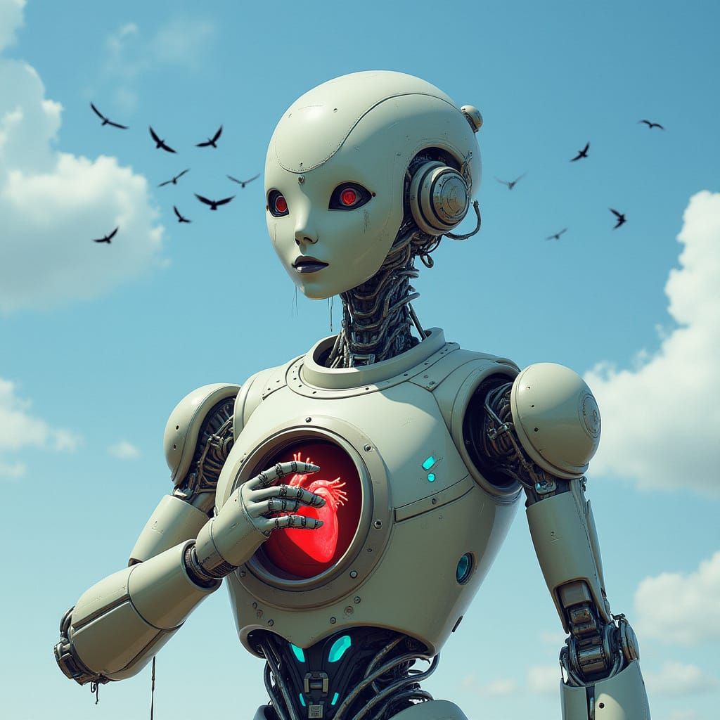 Android Reveals Human Heart in Futuristic Style