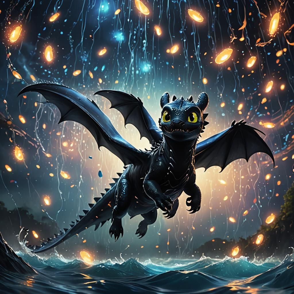 Night Fury in Black Hole: Ethereal Matte Painting