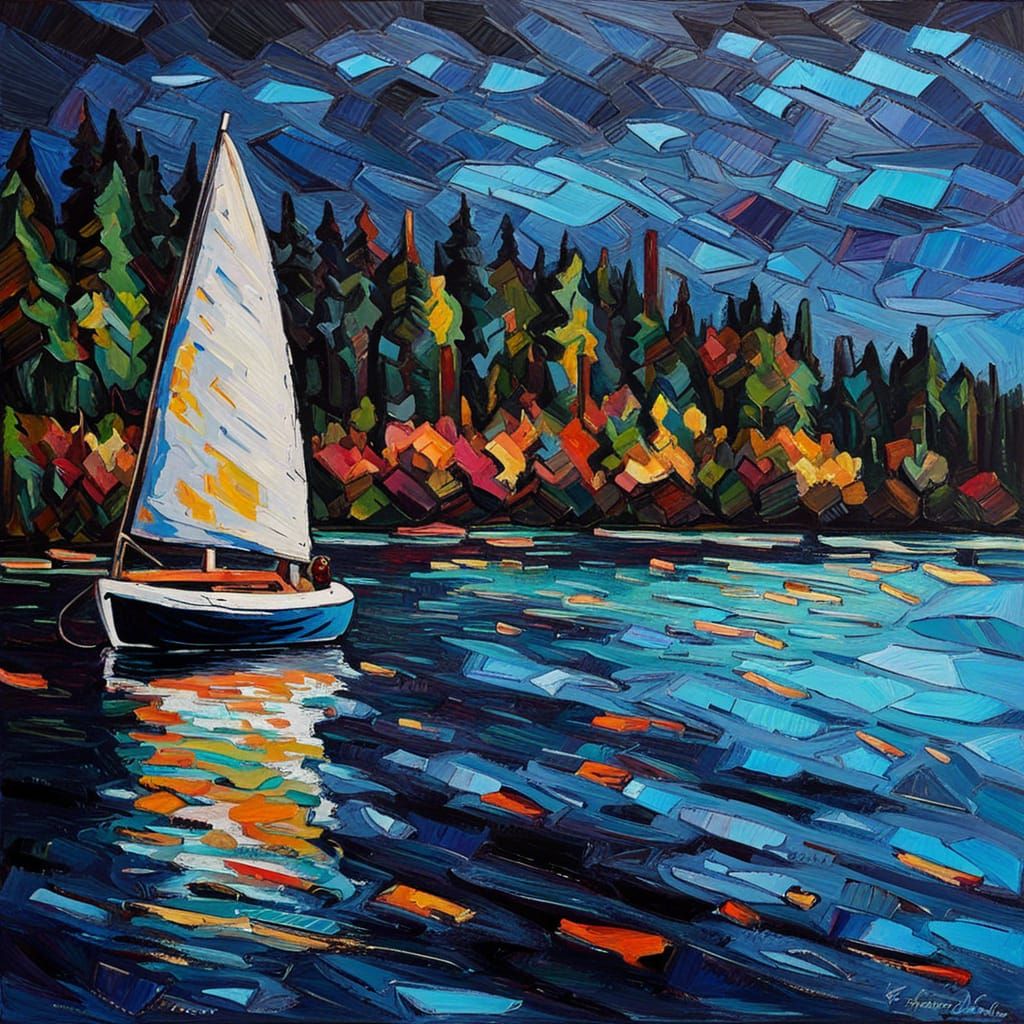 Grand Lake, New Brunswick: Expressionist Oil Painting