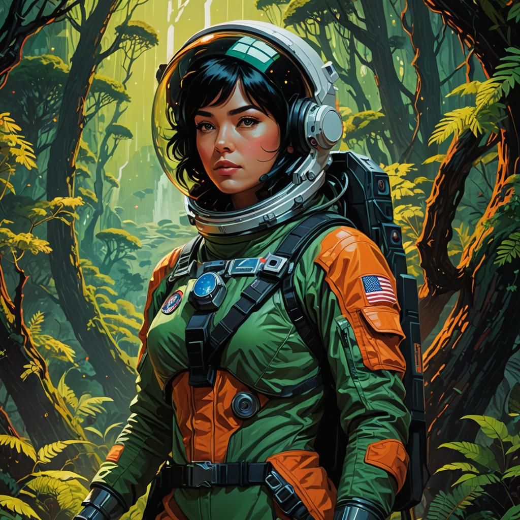 Astronaut Above Alien Planet: Oil Painting by Kilian Eng