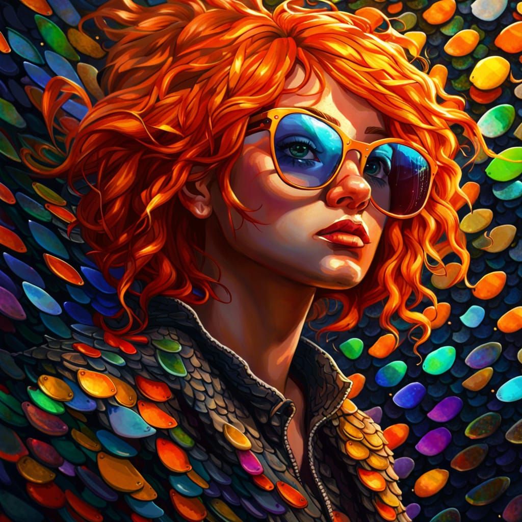 Hyperrealistic Portrait of a Girl with Orange Hair