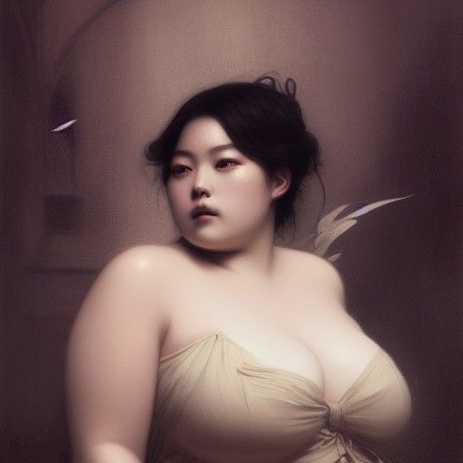 Sinister Portrait of Japanese Woman in Art Nouveau Style