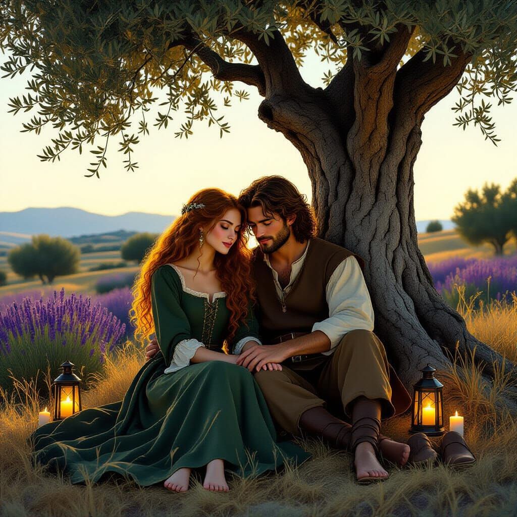 Medieval Siblings at Dusk in Southern France