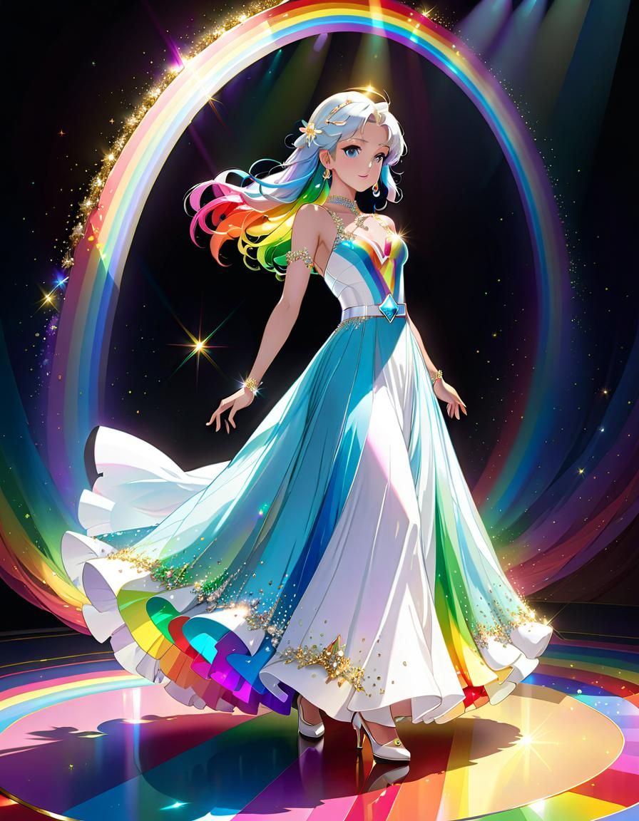 Rainbow Ballroom Dress in Anime Style