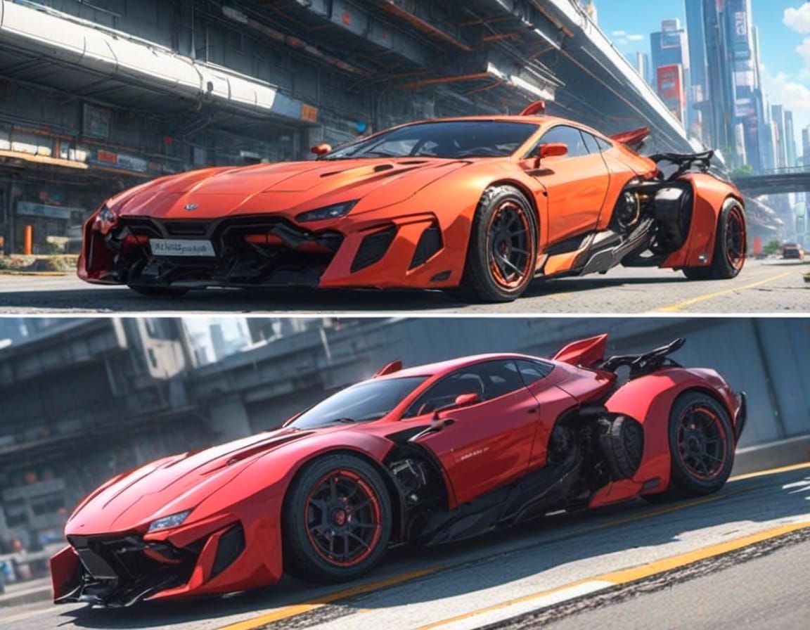 Futuristic Anime Vehicle in Photorealistic 2.5D Style