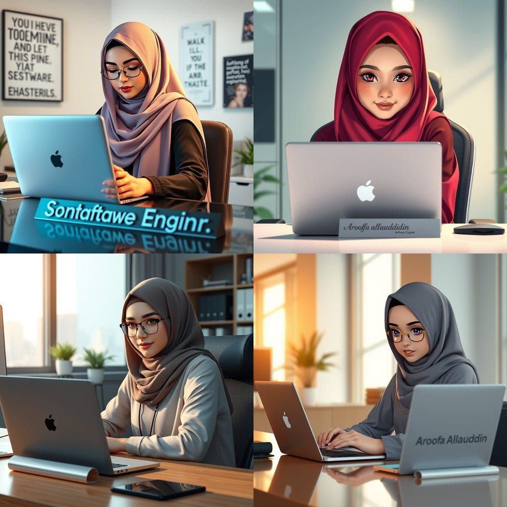 Hijabi Software Engineer at Peaceful Office Workstation