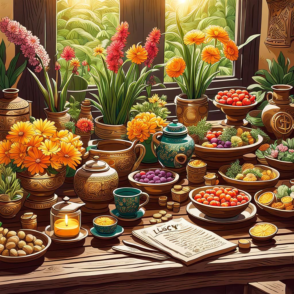 Lucky Charms in Lush Garden Illustration