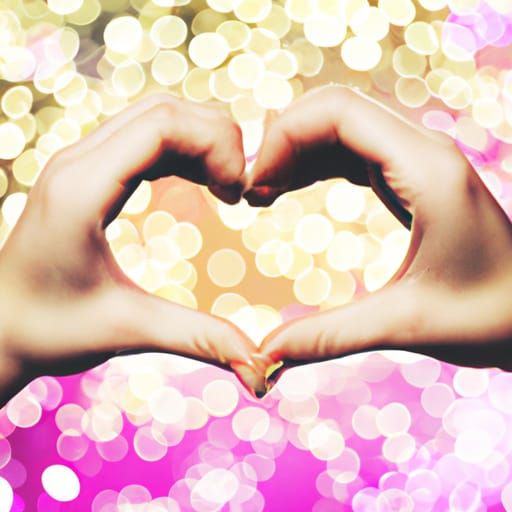 Hands Forming Heart Shape with Bokeh Background