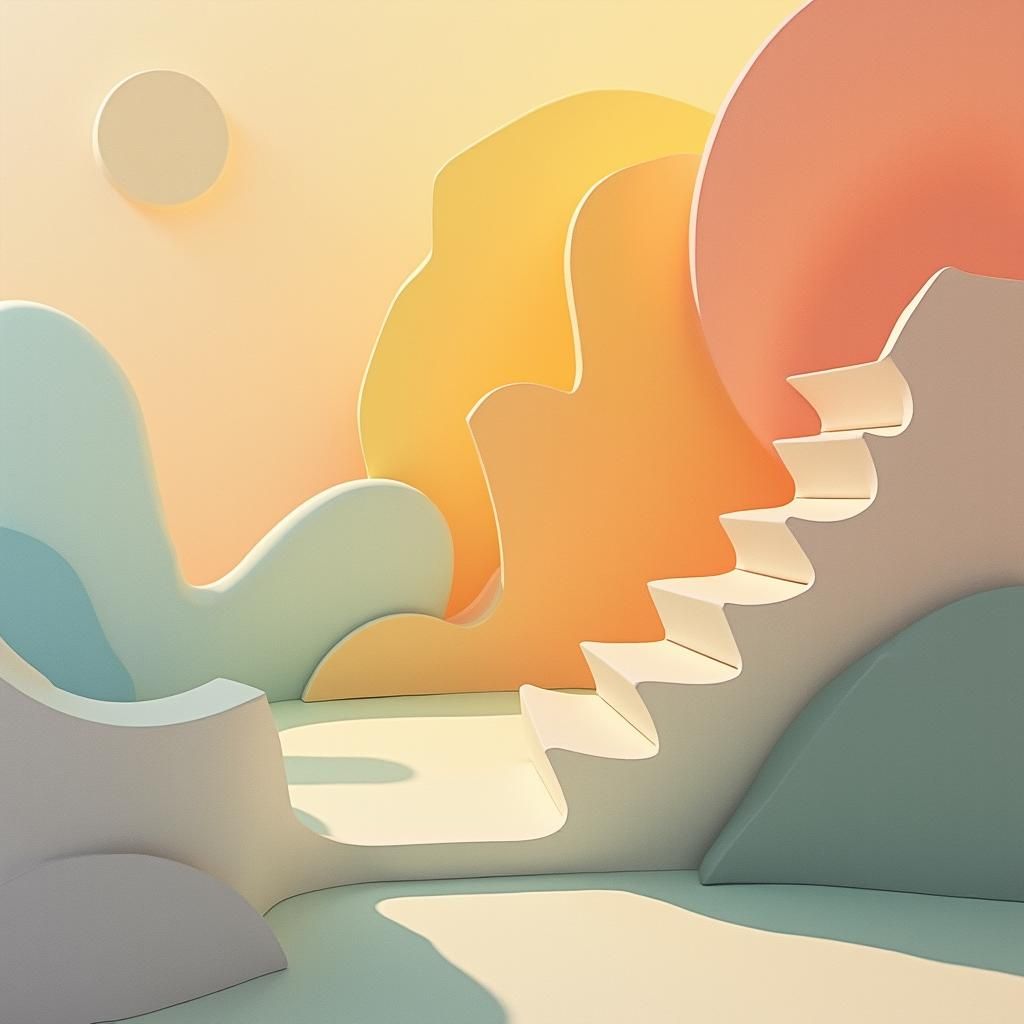 Abstract Geometry in Pastel Hues with Shadows
