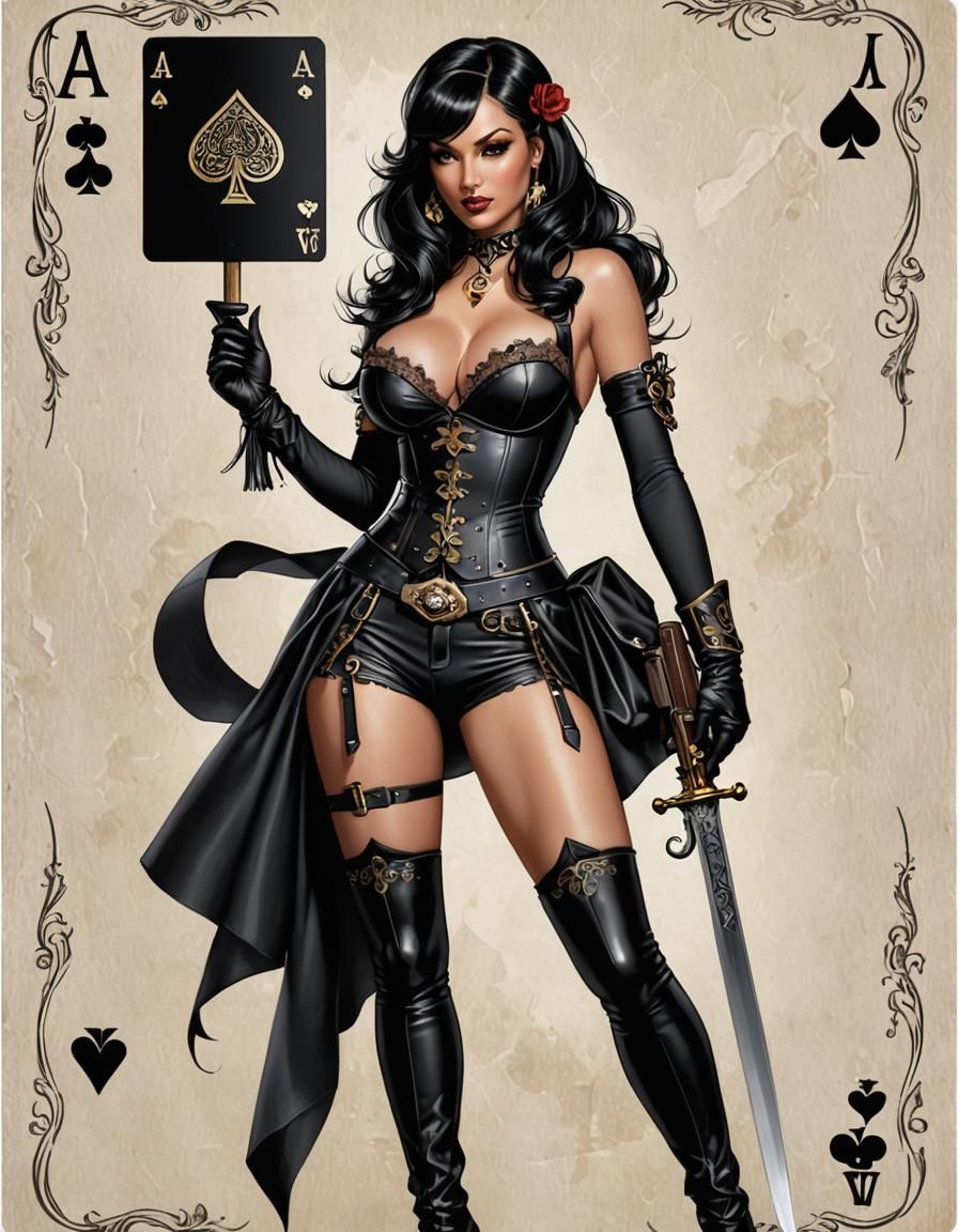 Ace of Spades Pinup Girl in Hyperrealistic Style