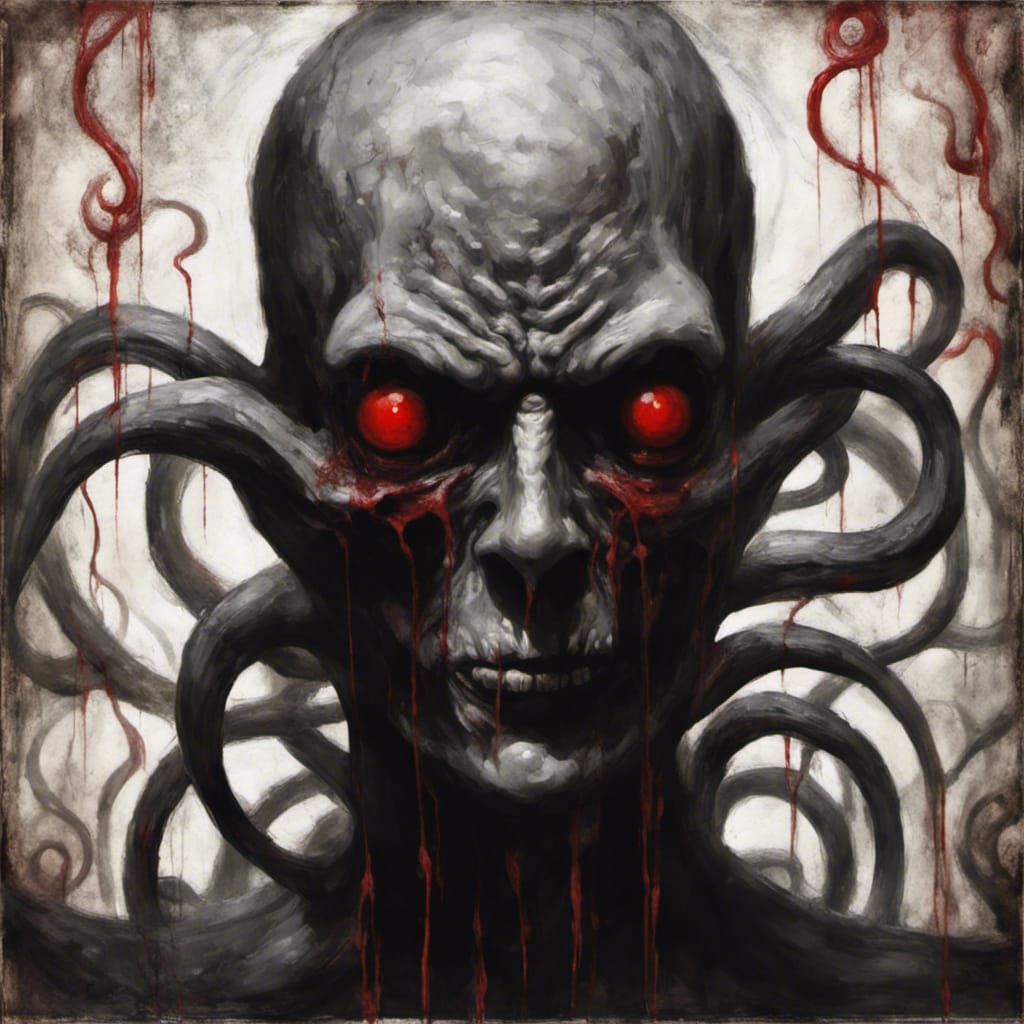 Cursed Shadow Figure in Encaustic Style