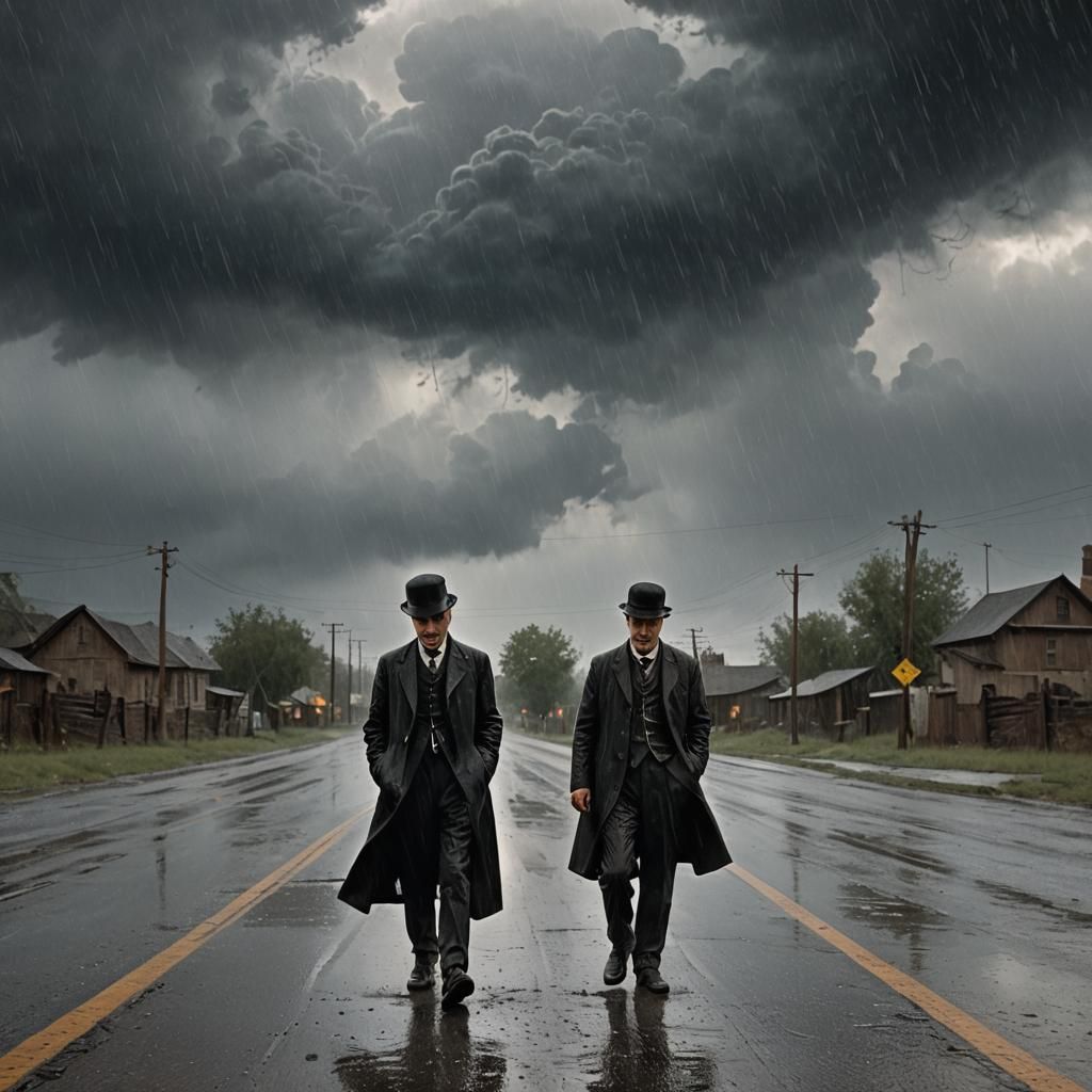 Chaplin Walks a Rainy Road: Matte Painting