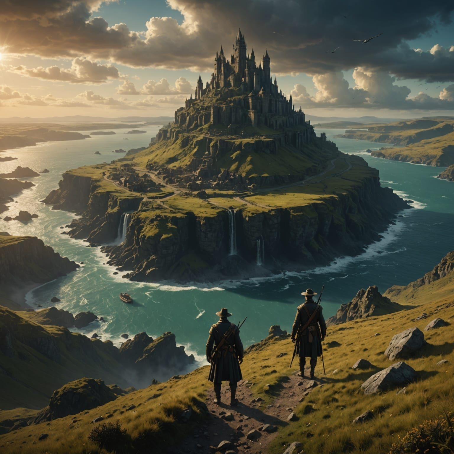 Gods in Epic Ominous Landscape of Olympus