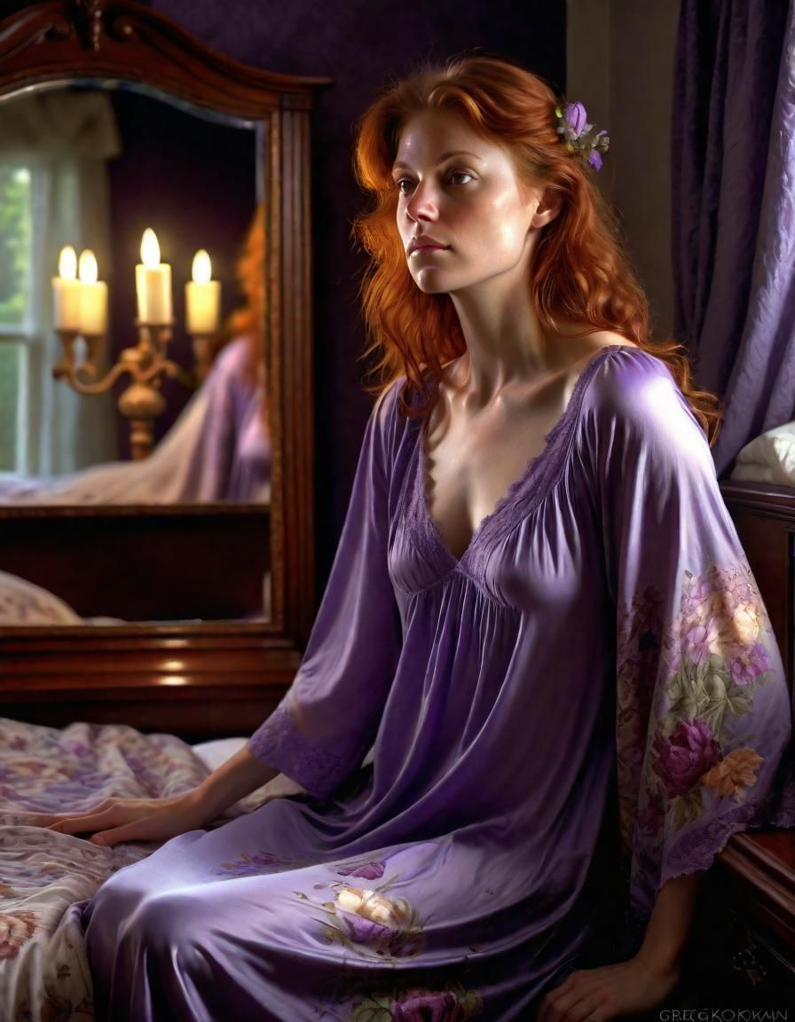 Auburn Woman in Moonlight, Renaissance Style