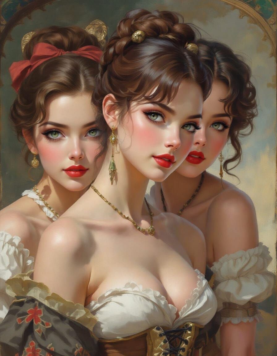 Medieval Anime Women in Édouard Manet Style