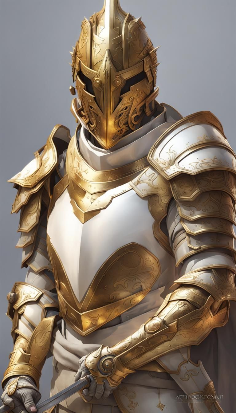 ivory white and gold armour