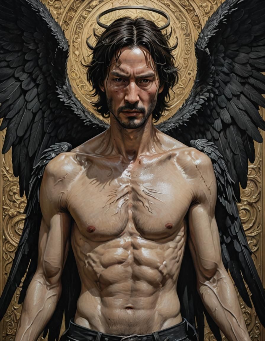 Fallen Angel Portrait in Gothic Style