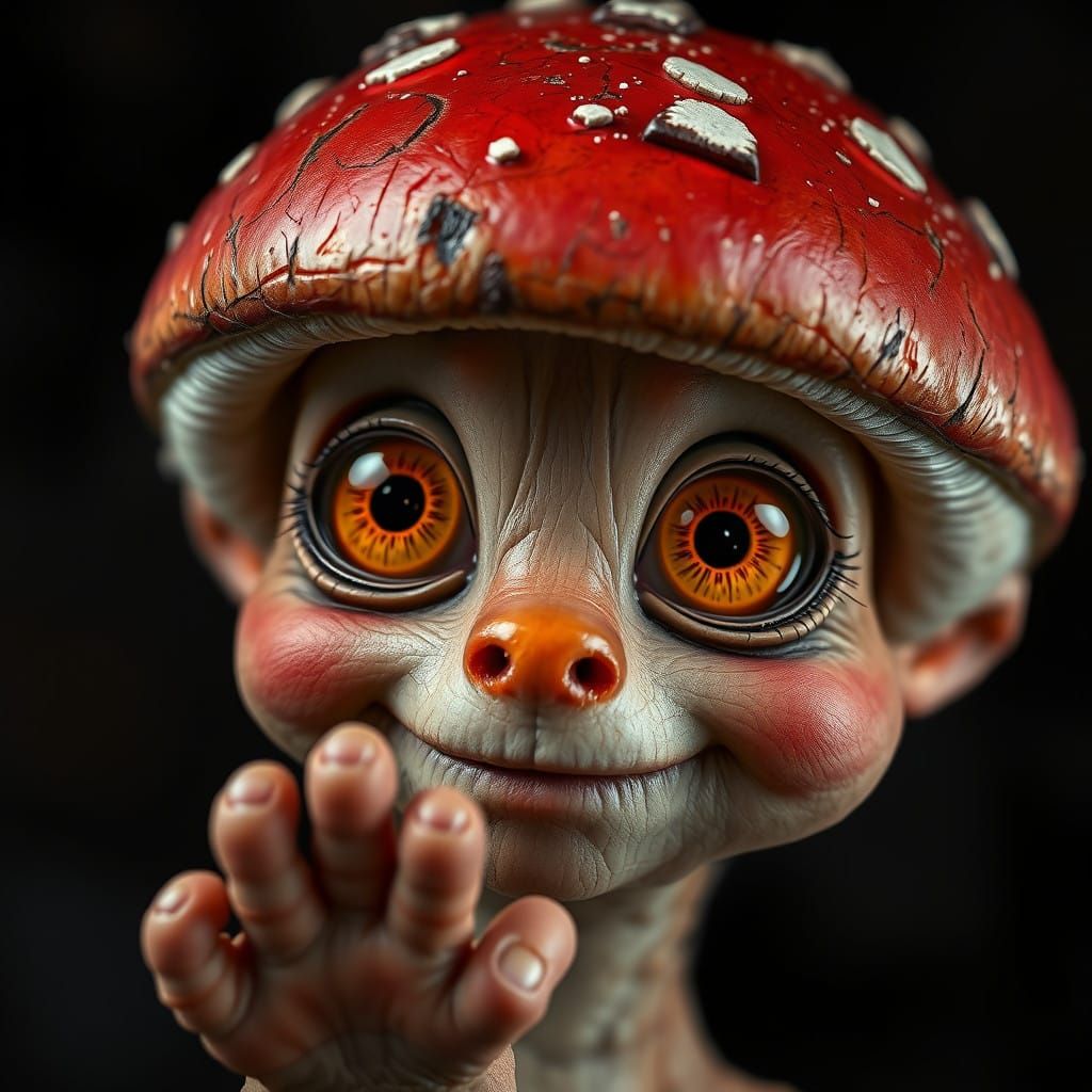 Magical Mushroom Sprite in Whimsical Hyper-Realism