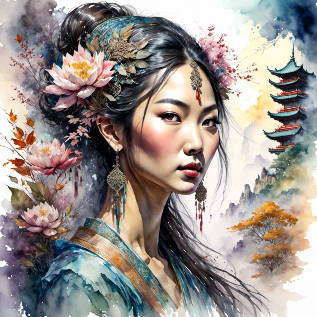 Beautiful Asian Woman in a Asian World