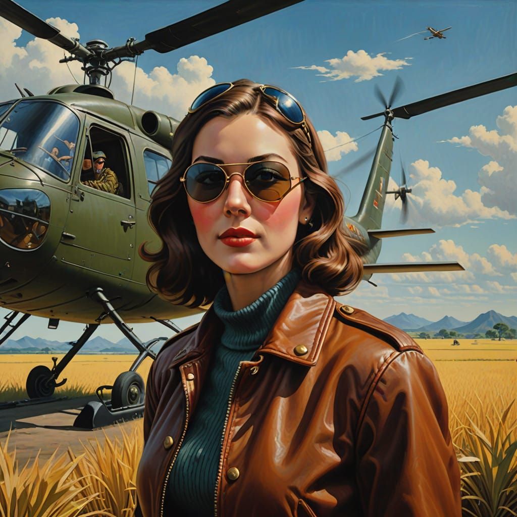 Gritty Vietnam War Chopper Pilot in Cinematic Style
