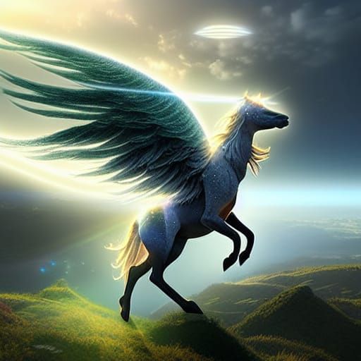 Celestial Light Creature in a Dramatic Landscape