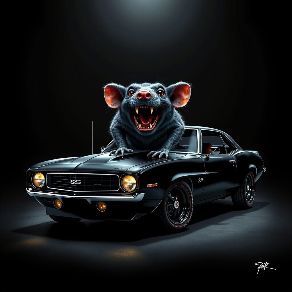 Ed Roth-Inspired Ratfink Icon, Lowrider Camaro Z-28