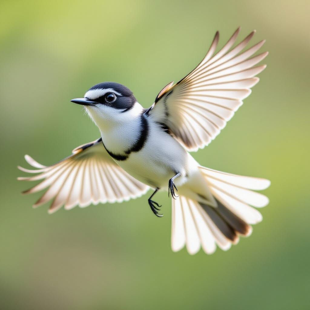 Sri Lankan Flycatcher Bird in Dynamic Flight