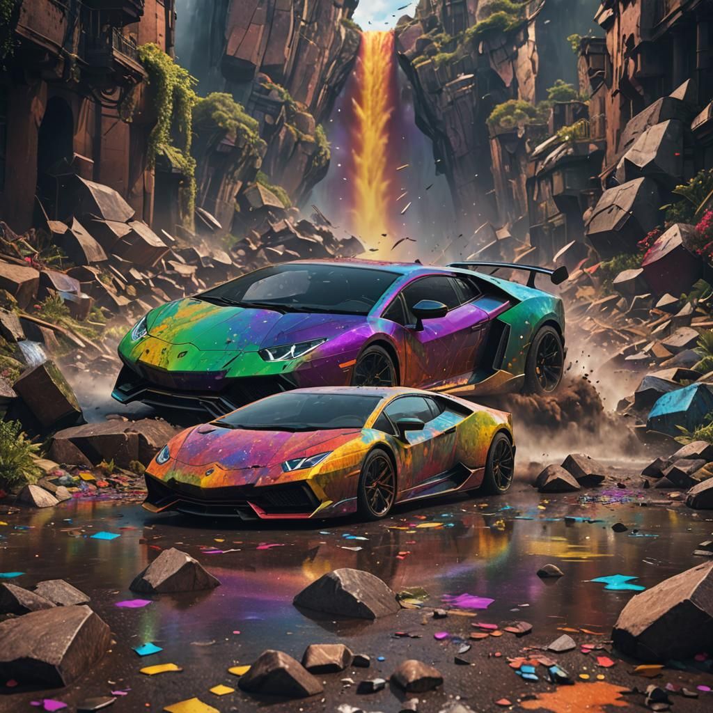 Rainbow Lamborghini Concept Art in Unreal Engine 5